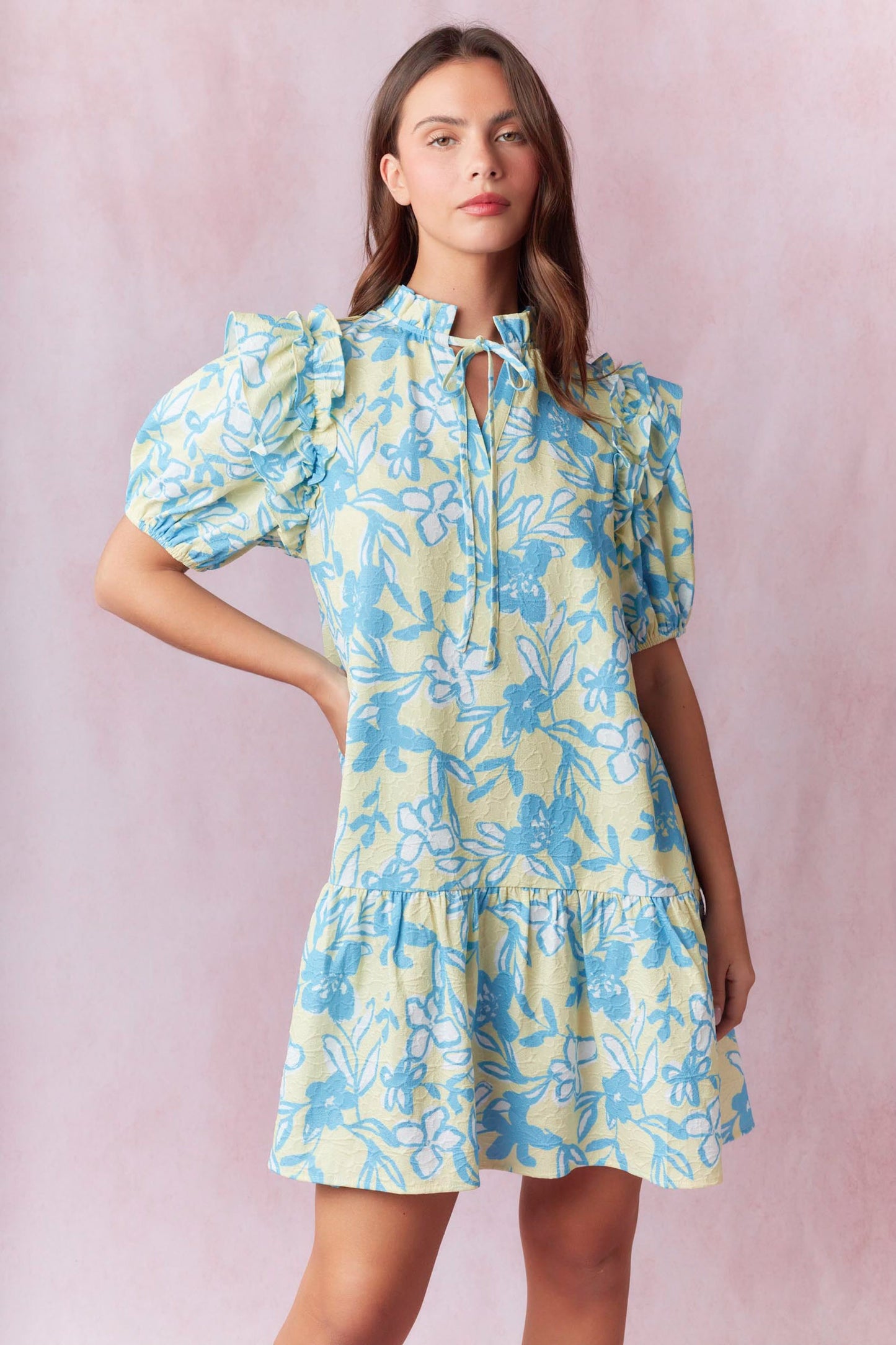 Floral Print Ruffle Detail Dress