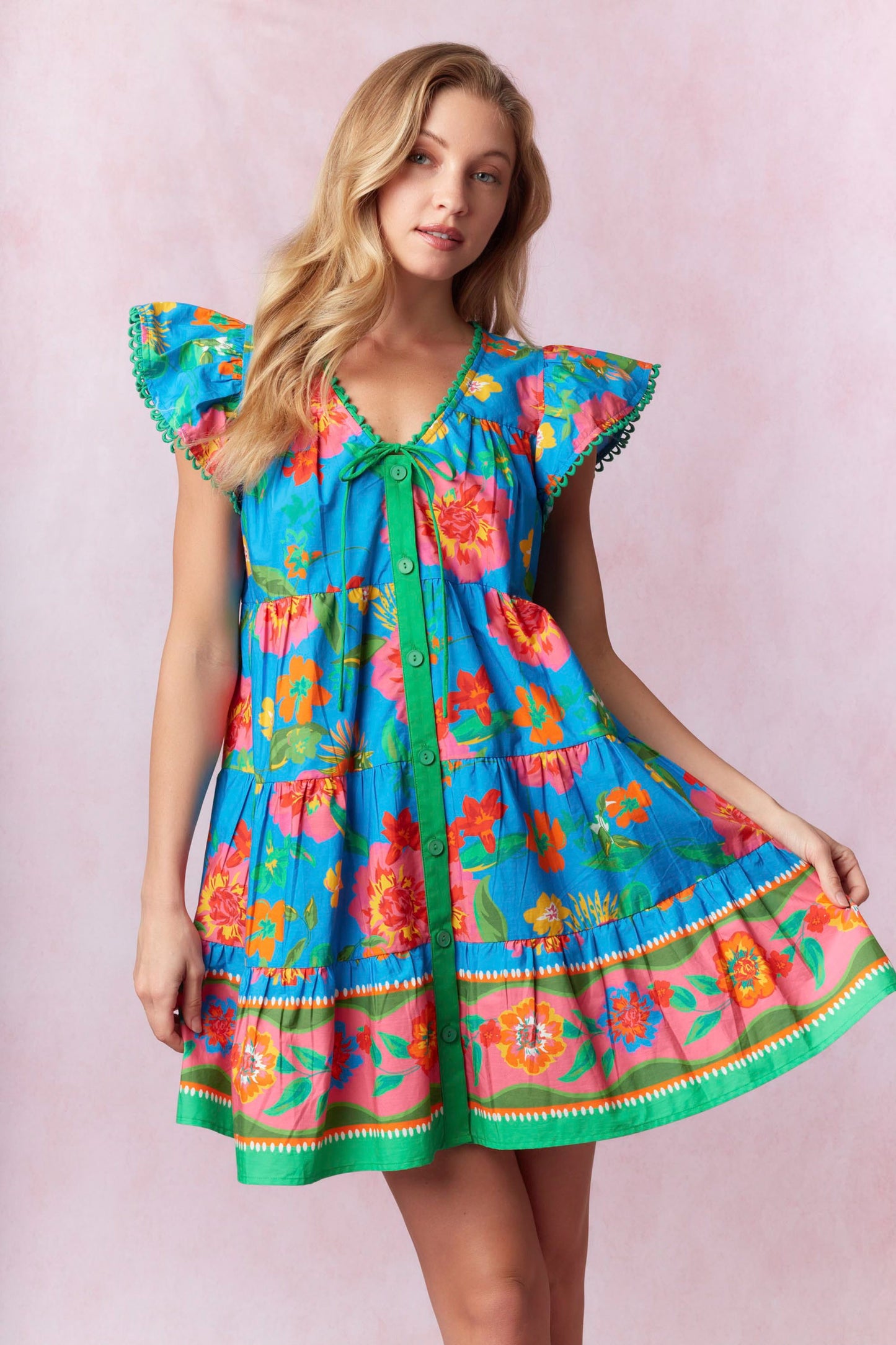 Border Color Mini Dress