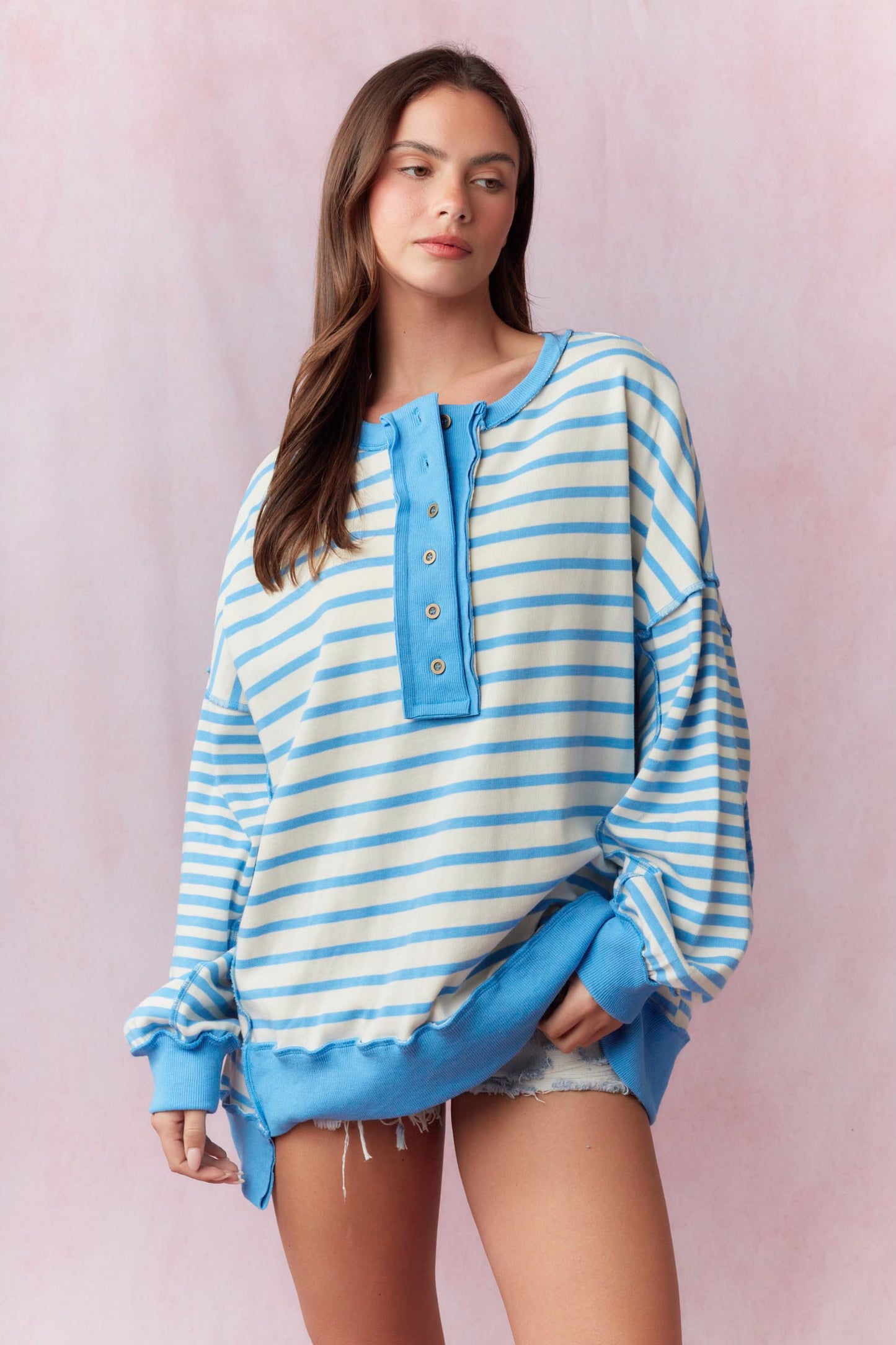 Stripe Contrast Blue Sweatshirt
