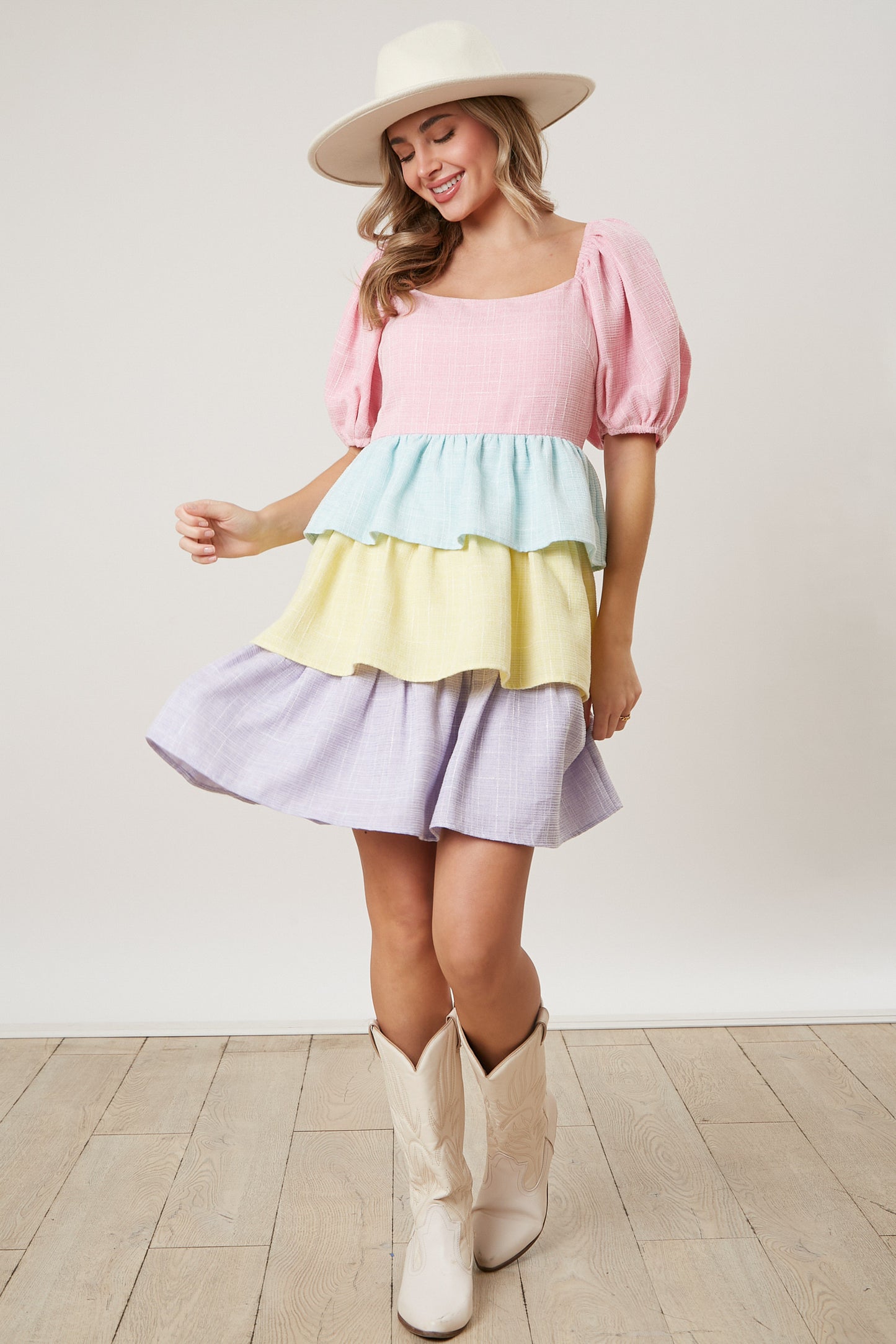 Easter Color Block Button Down Dress
