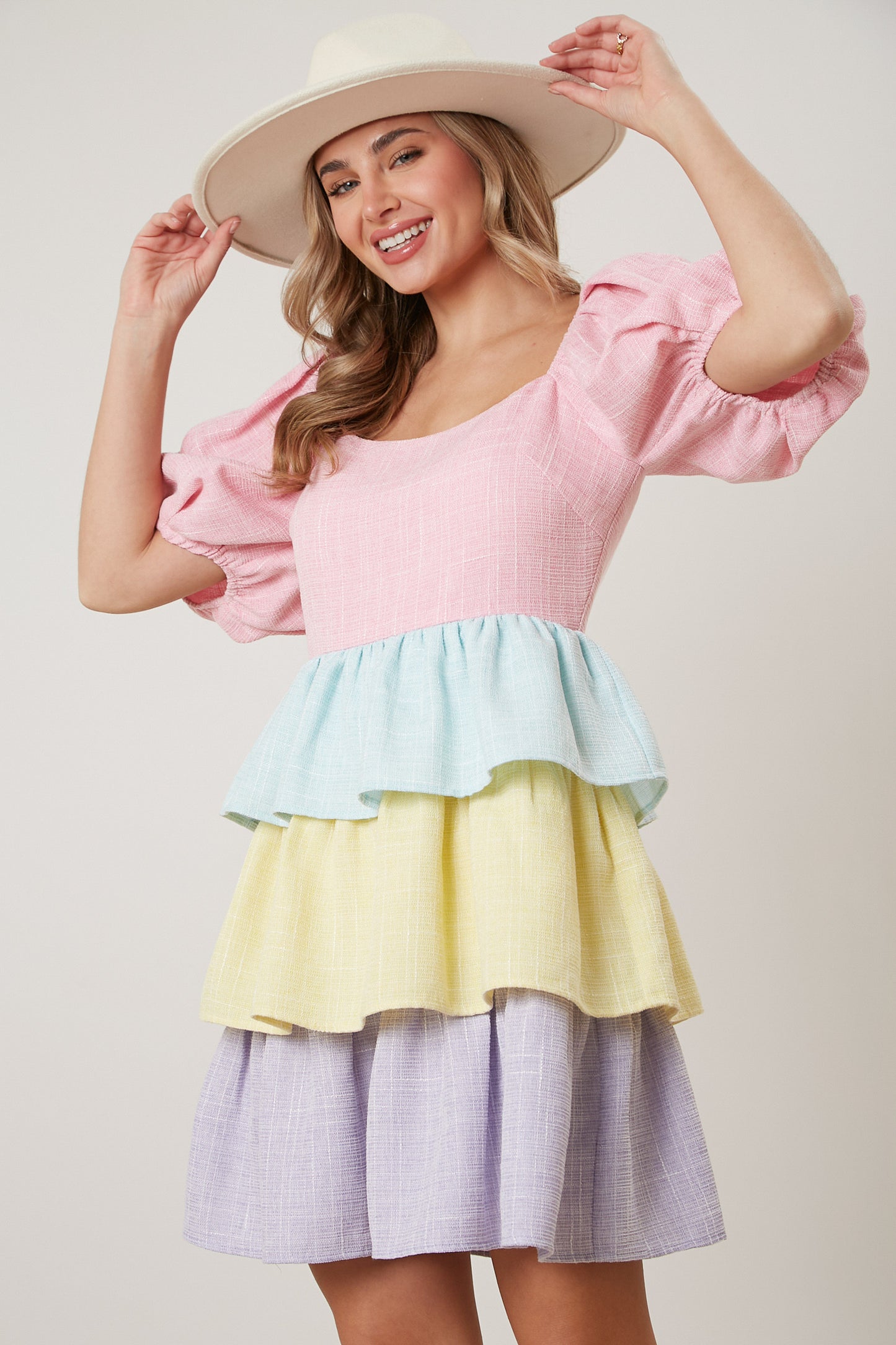 Easter Color Block Button Down Dress