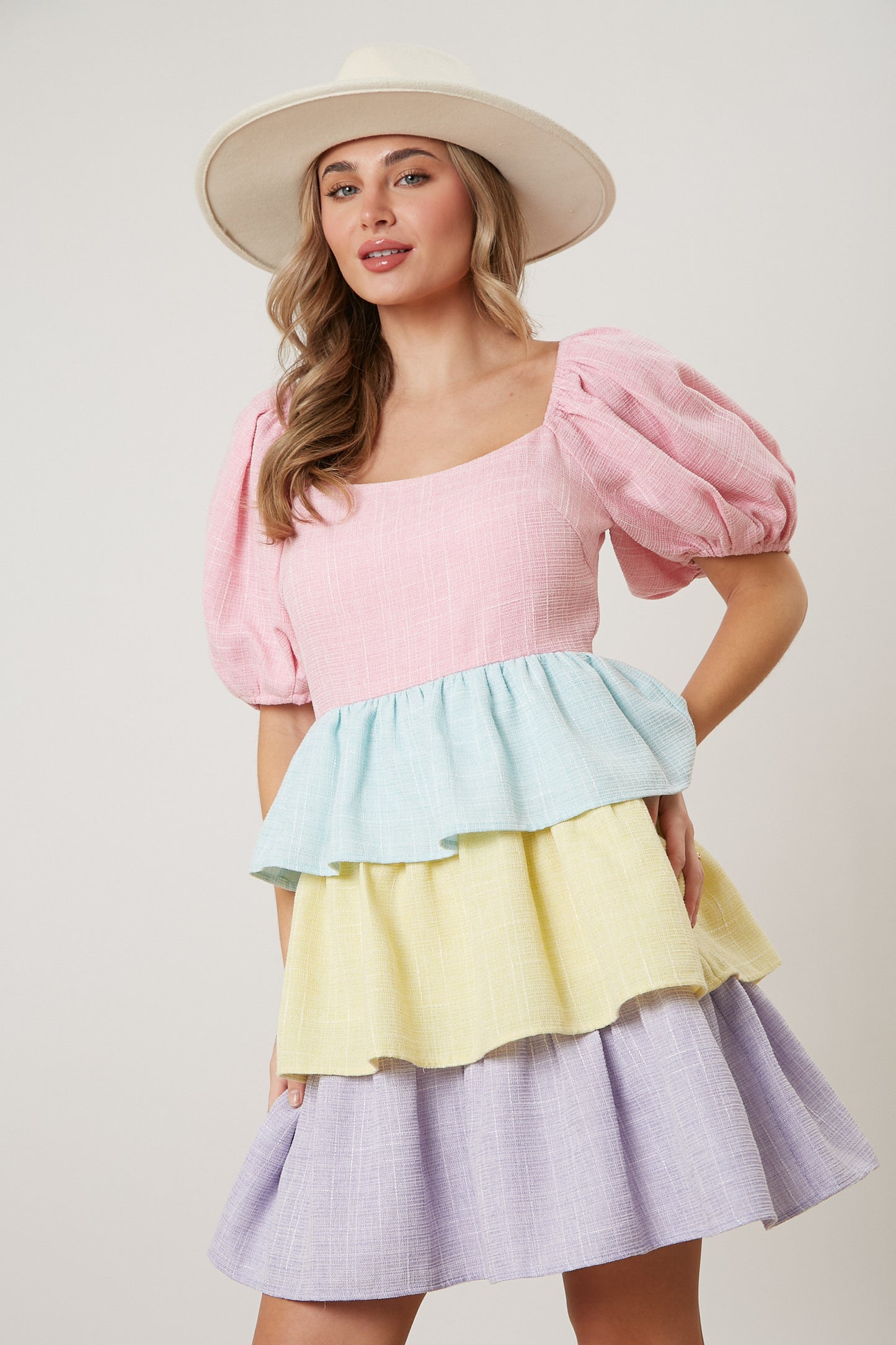 Easter Color Block Button Down Dress