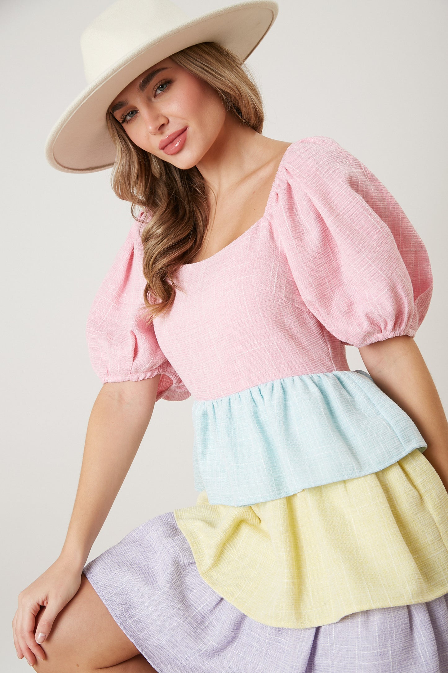 Easter Color Block Button Down Dress