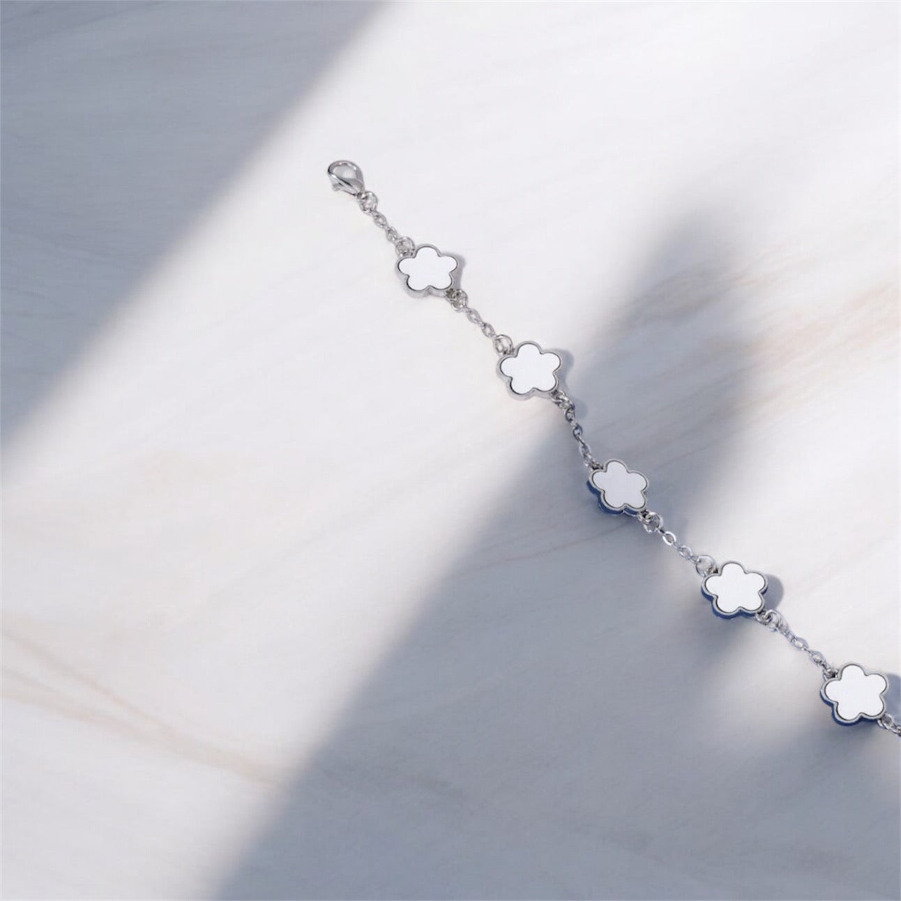 White and Silver Flower Bracelet