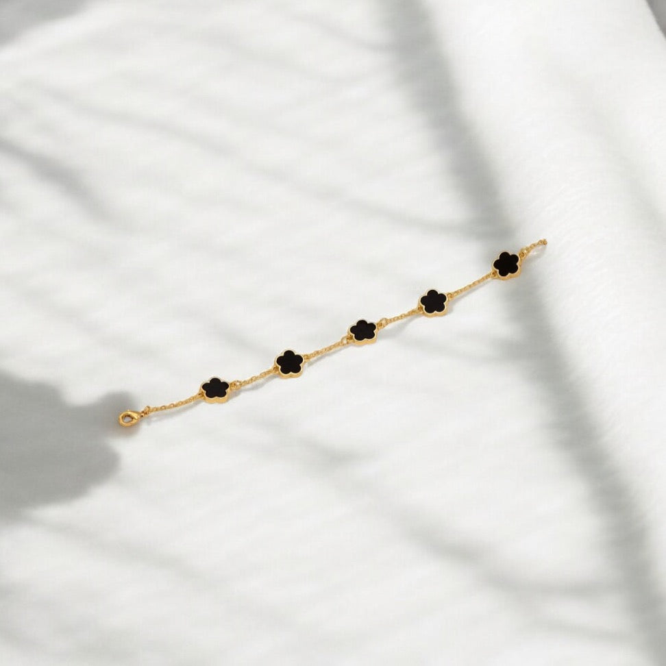 Black and Gold Flower Bracelet