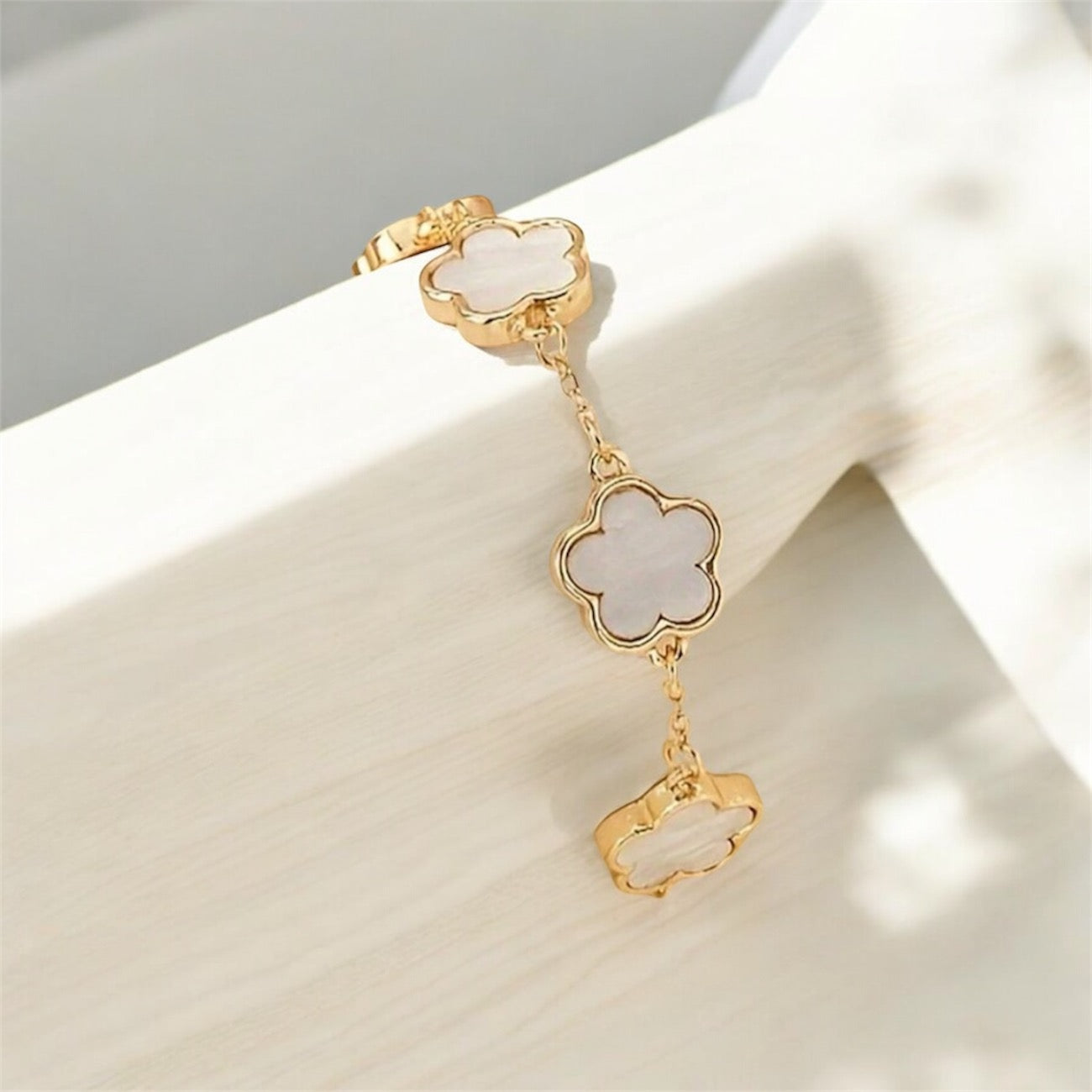 White and Gold Flower Bracelet