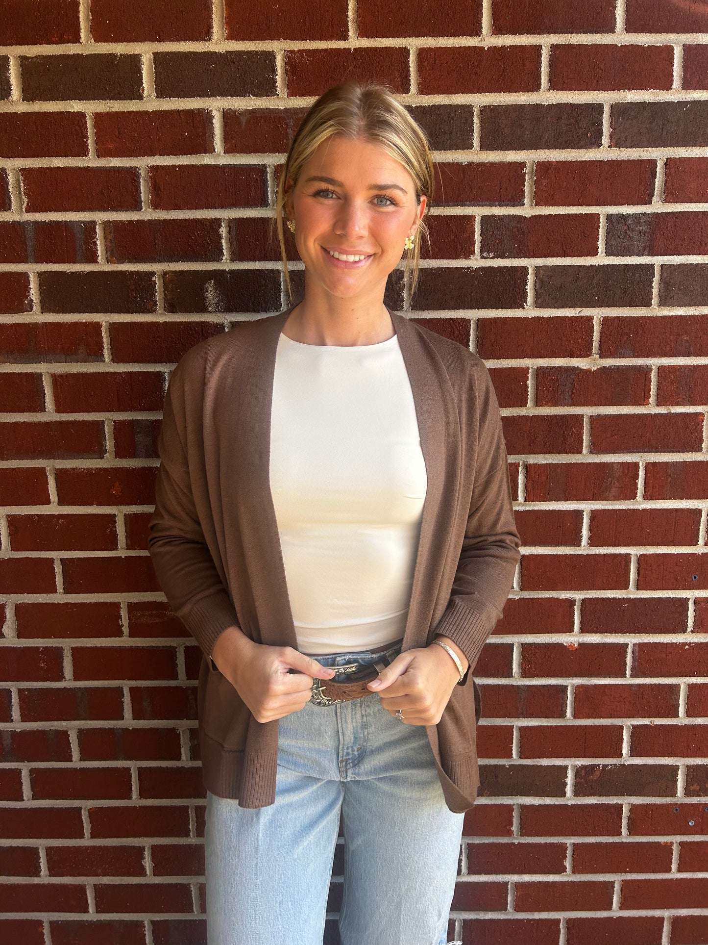 Brown Pocket Cardigan