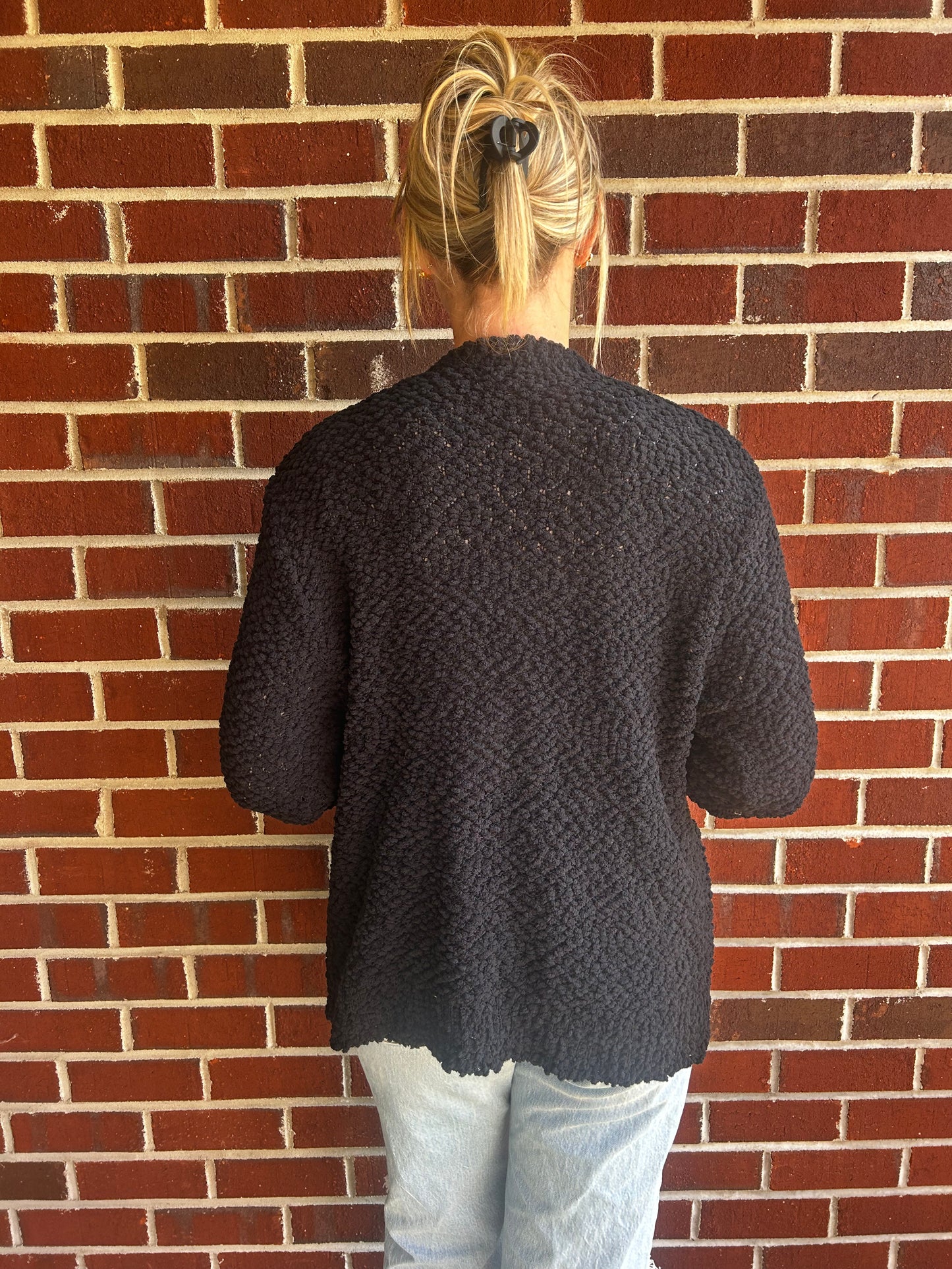 Popcorn Cardigan in Black