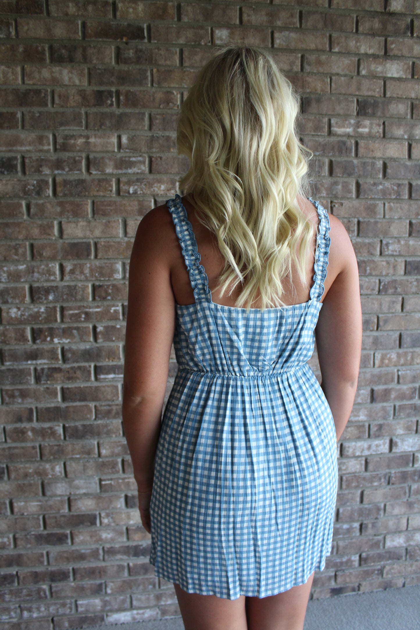 Checked Baby Blue Dress