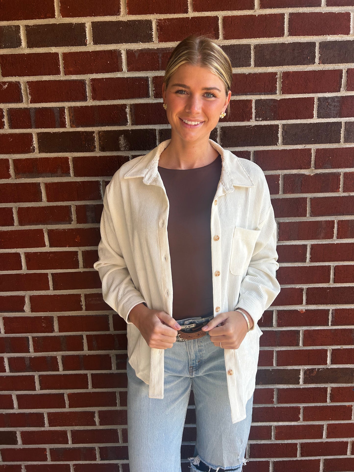 Corduroy Shacket in Ivory