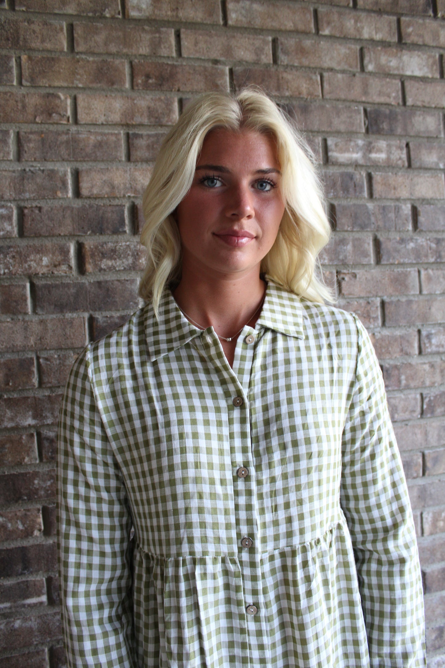 Green Checkered Midi Dress