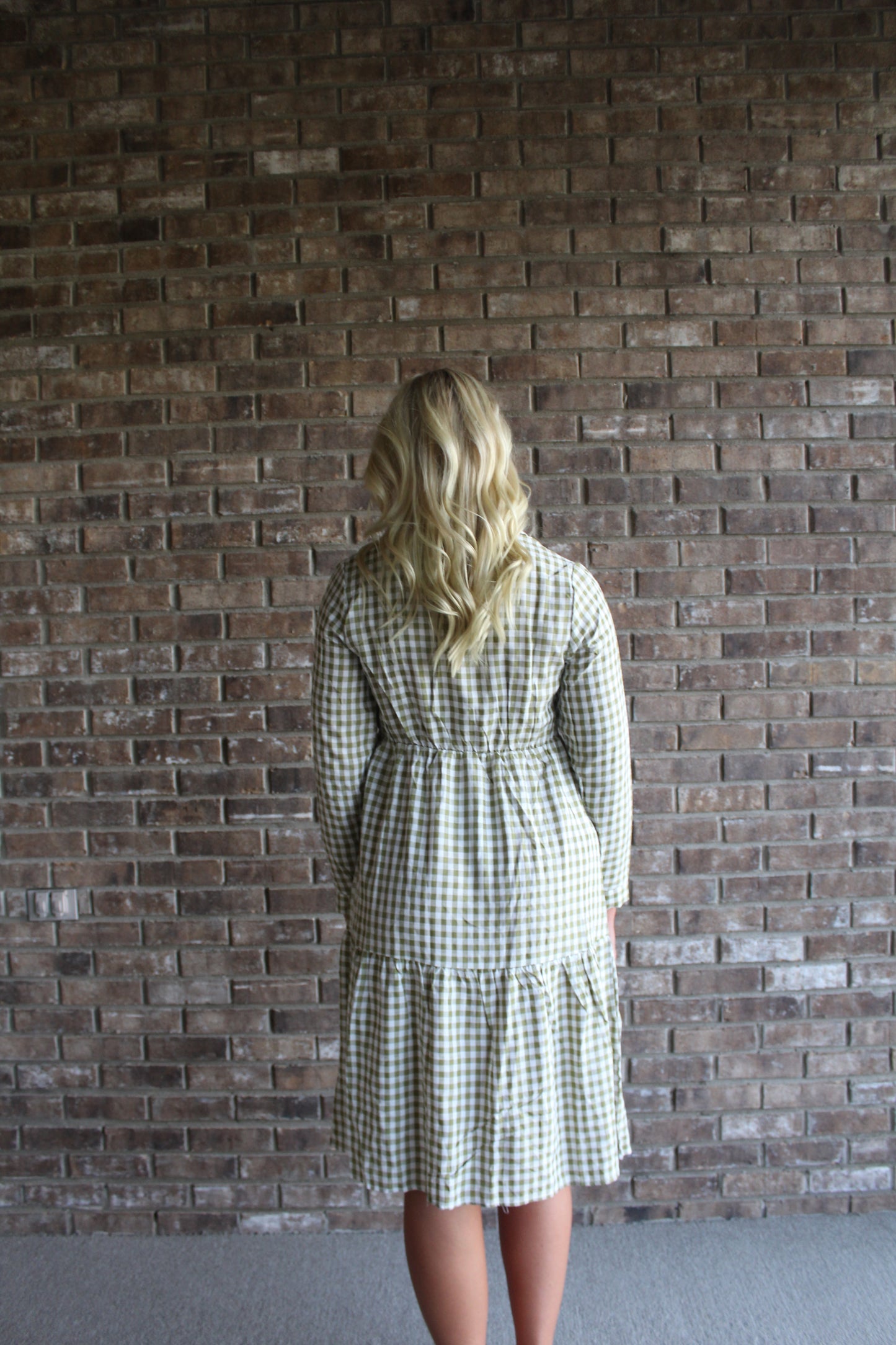 Green Checkered Midi Dress