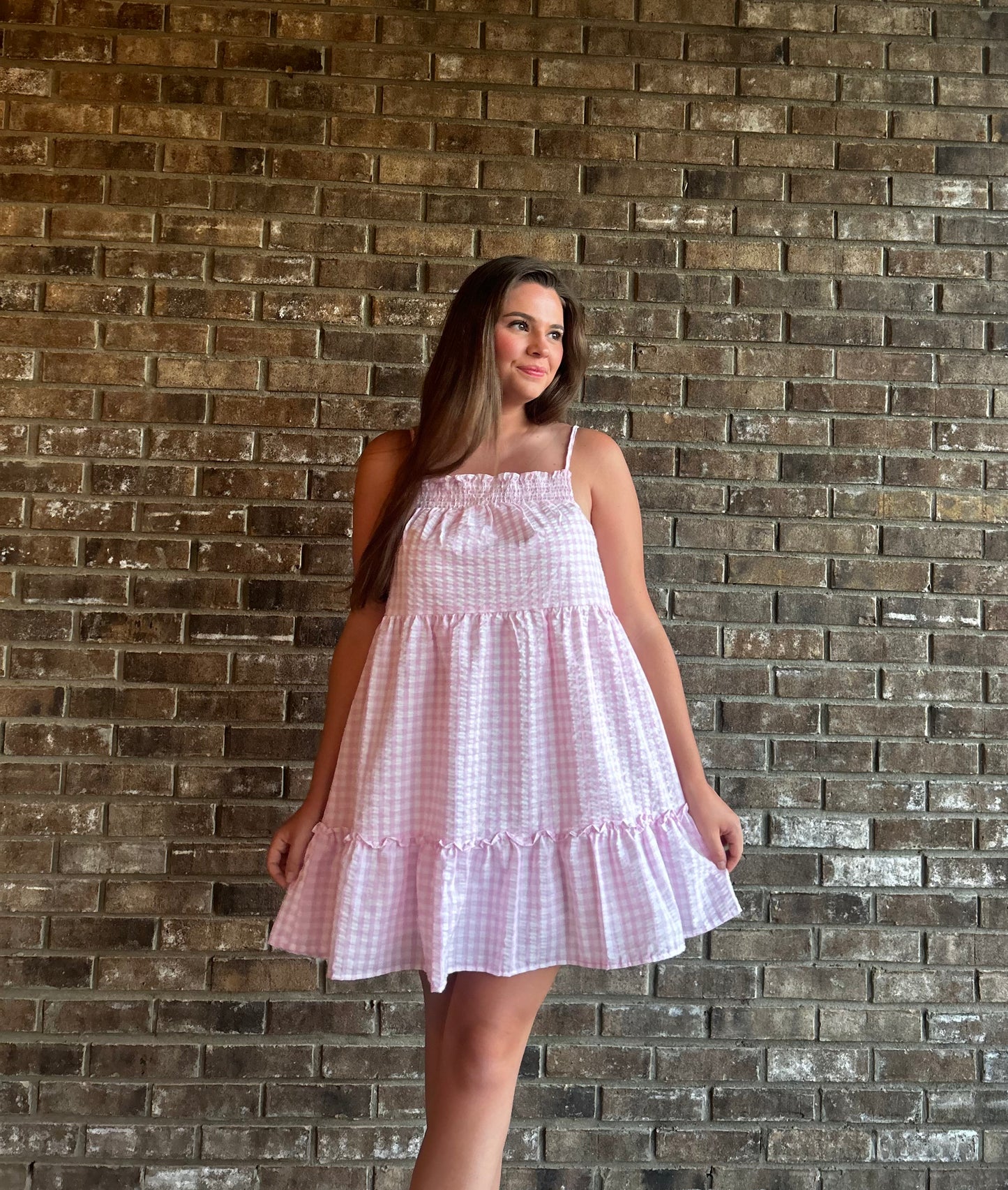 Pink Gingham Summer Dress