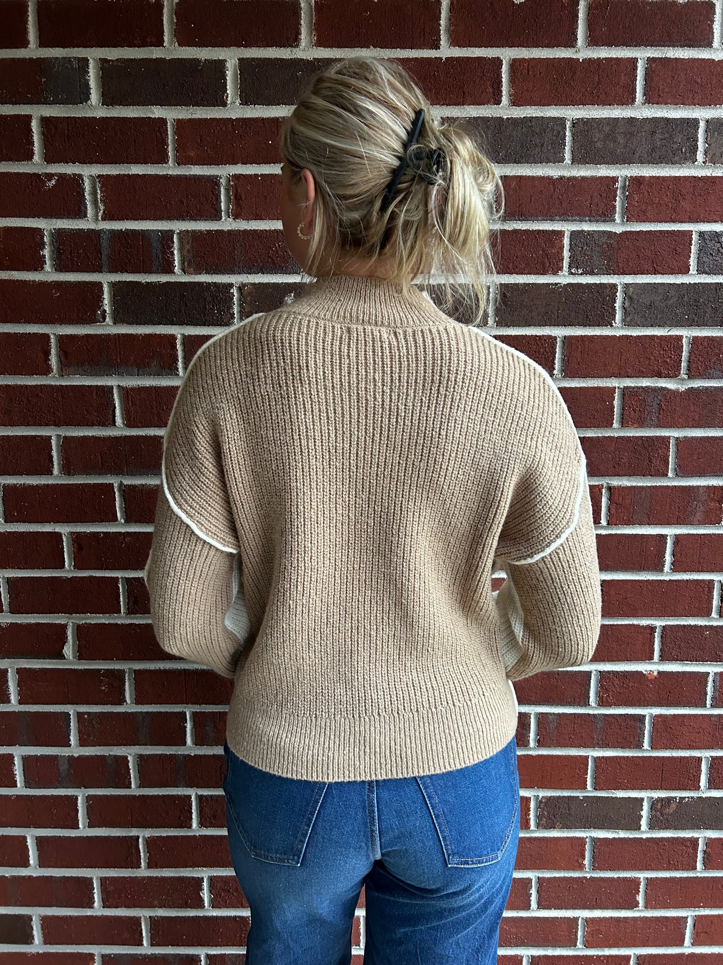 Cream Two Toned Sweater