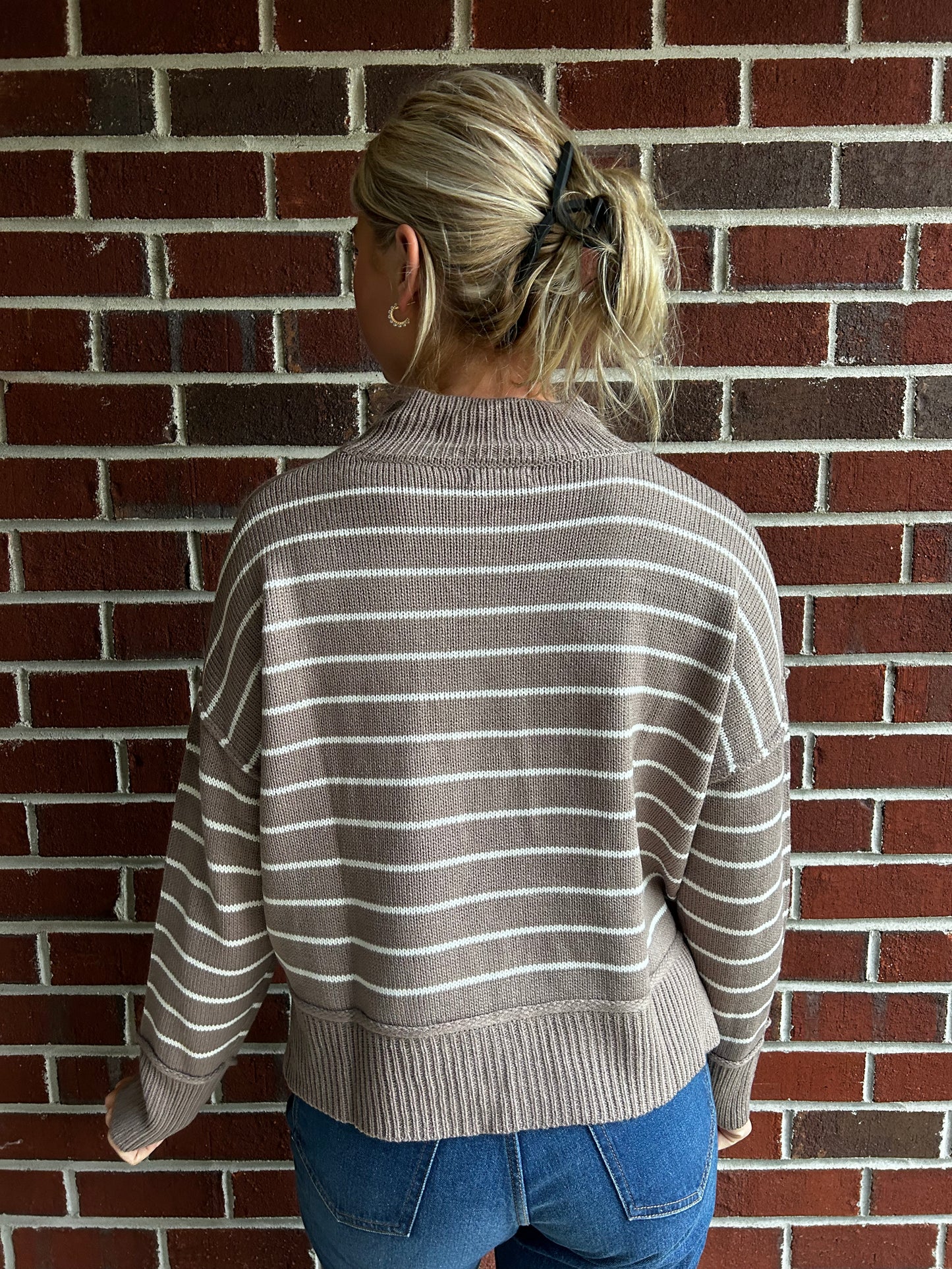 Beige Striped Sweater