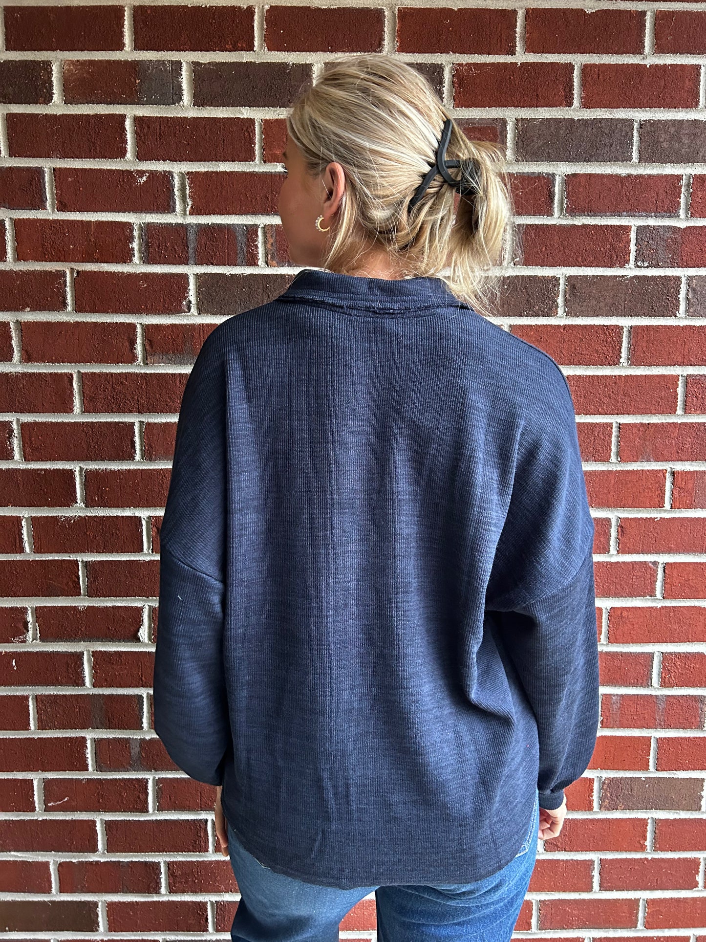 Button Me Up Blue Top