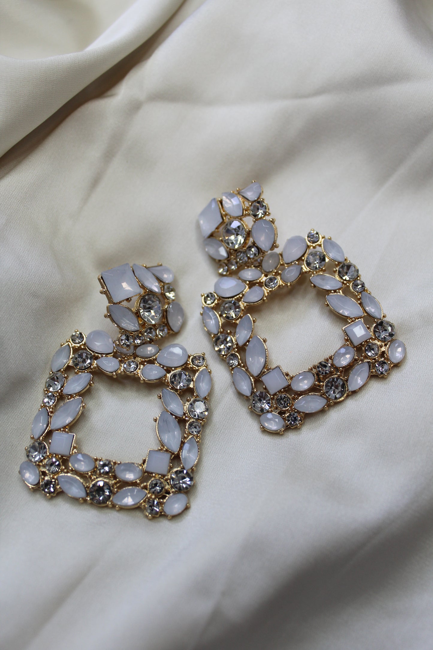 Rhinestone White Earrings