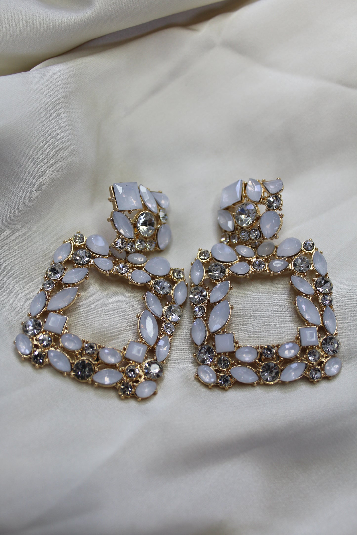 Rhinestone White Earrings