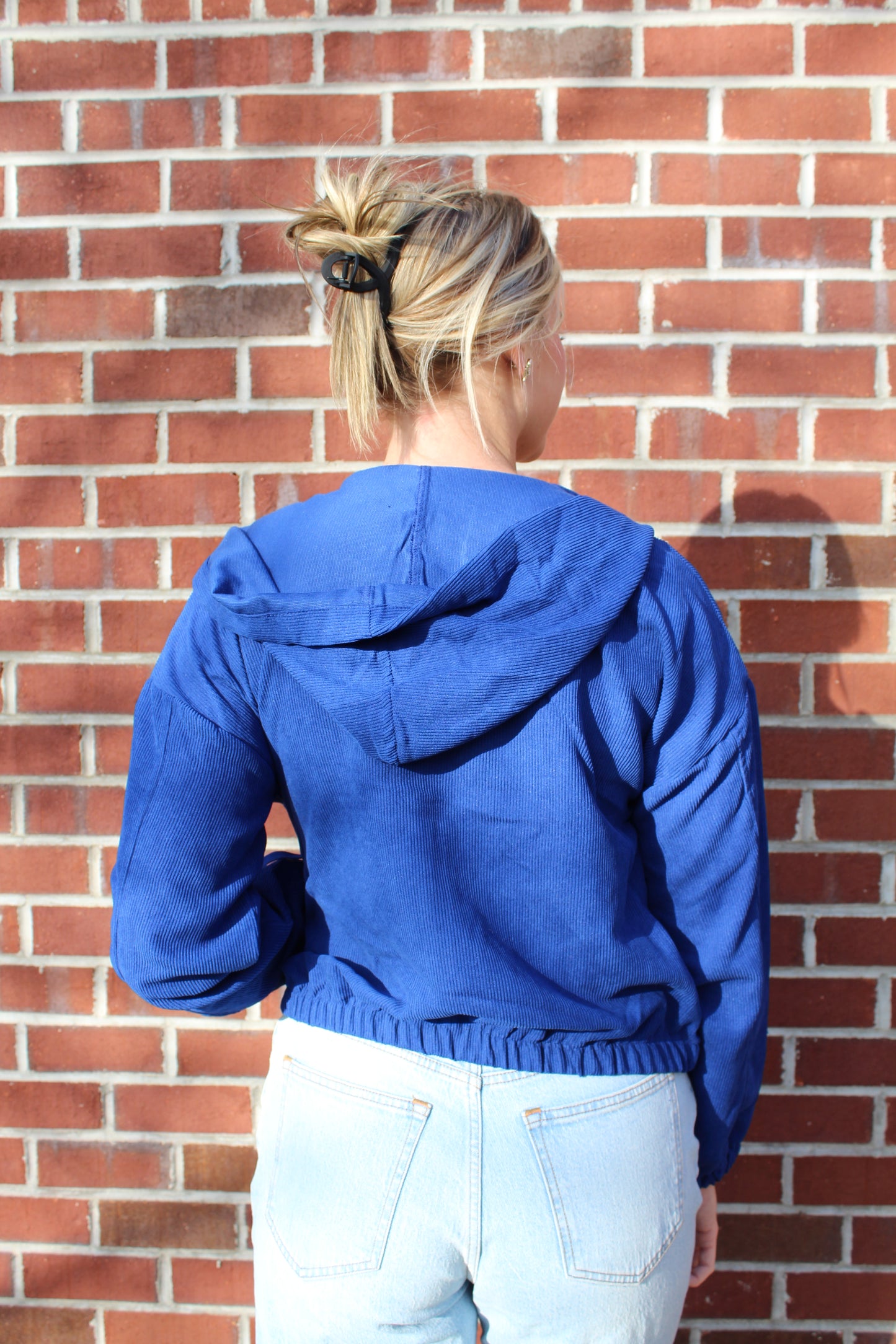 Corduroy Zip Up Jacket in Royal Blue