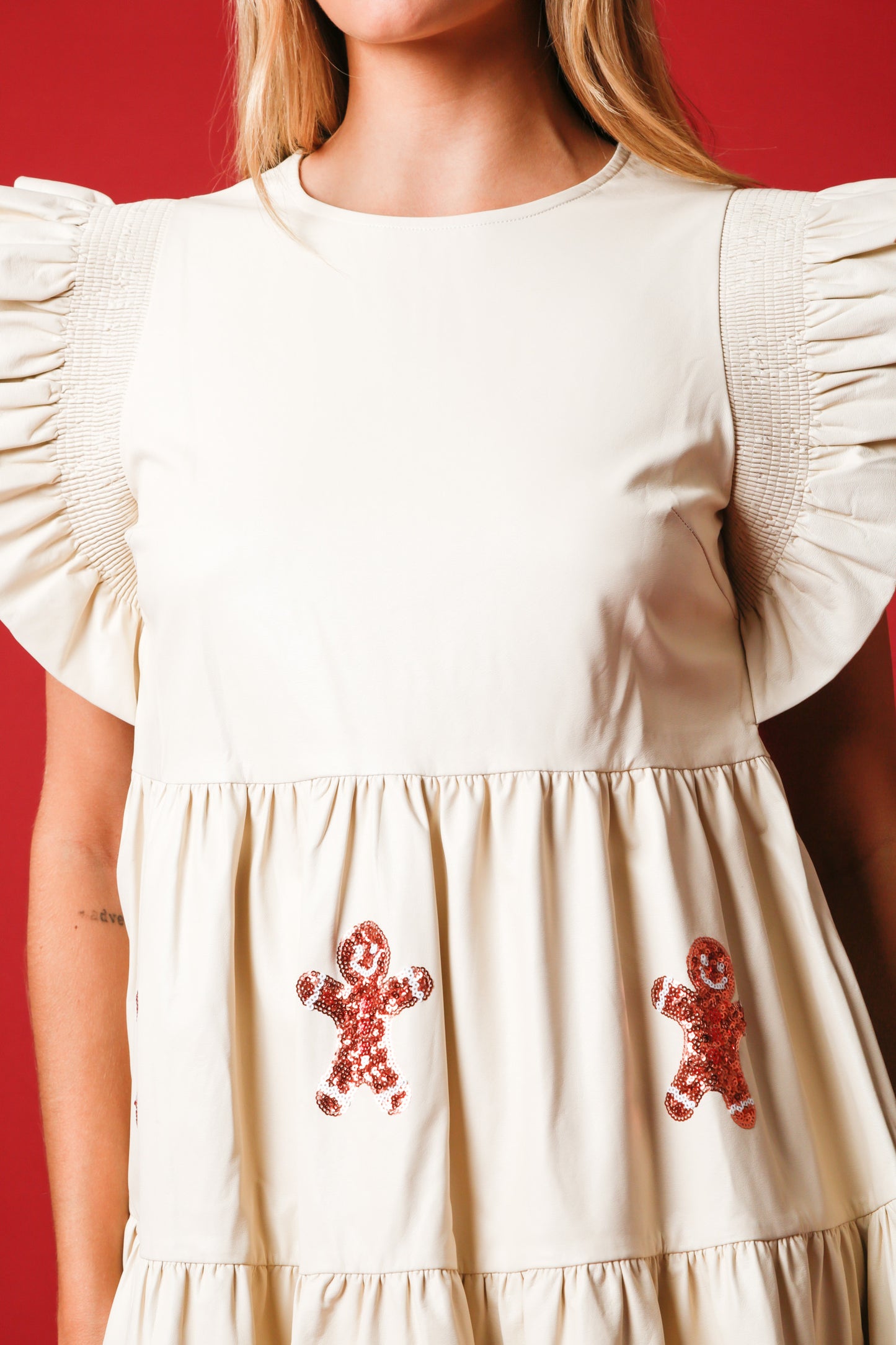 Sequin Ginger Bread Man Mini Dress