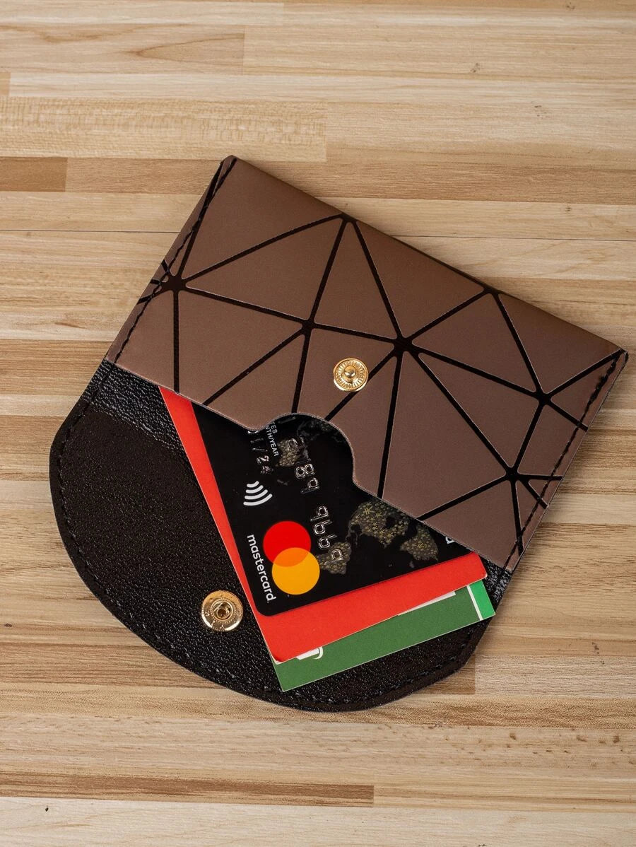 Geometric Graphic Card Holder in Brown