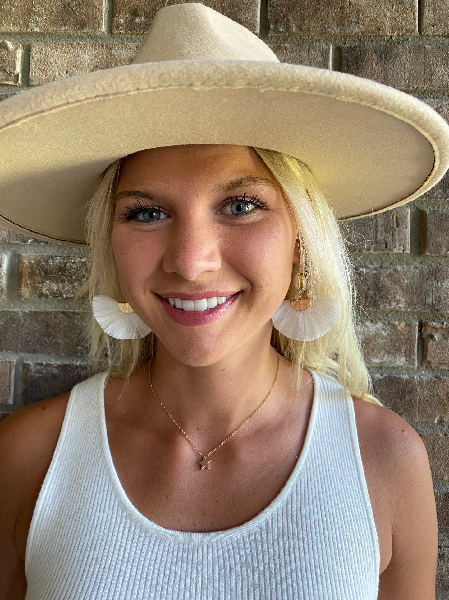 White and Gold Earrings