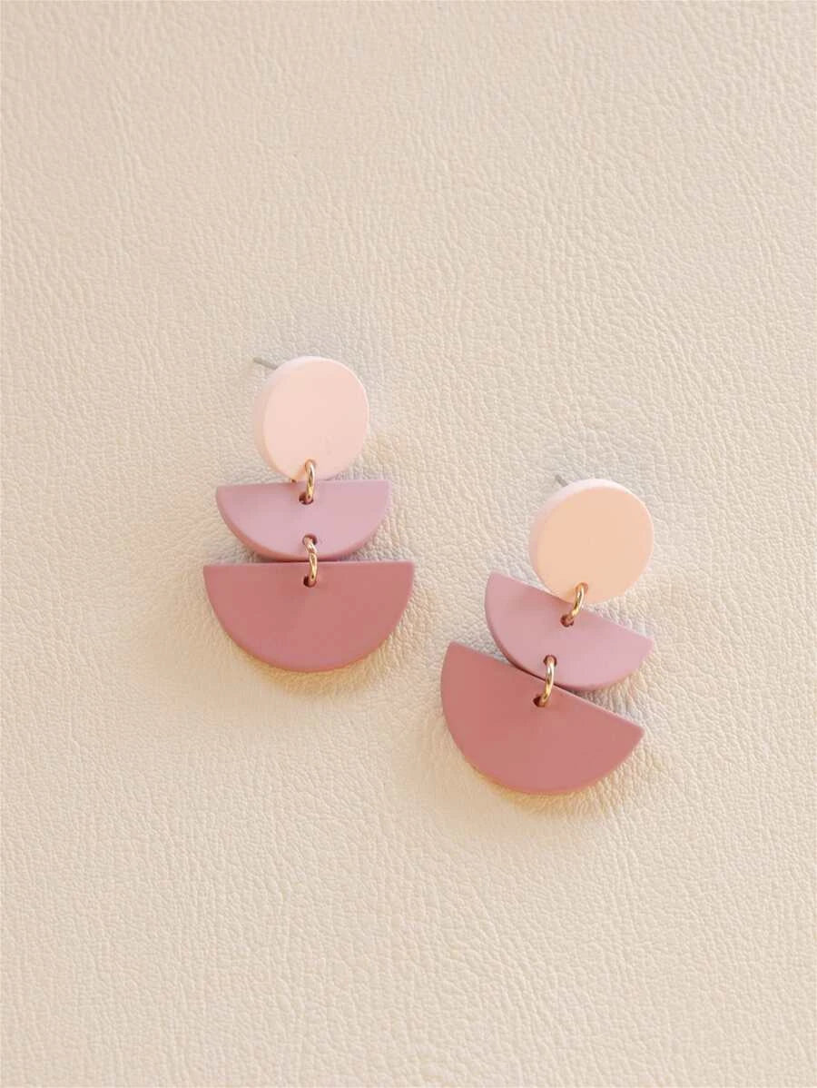 Pink Geometric Earrings