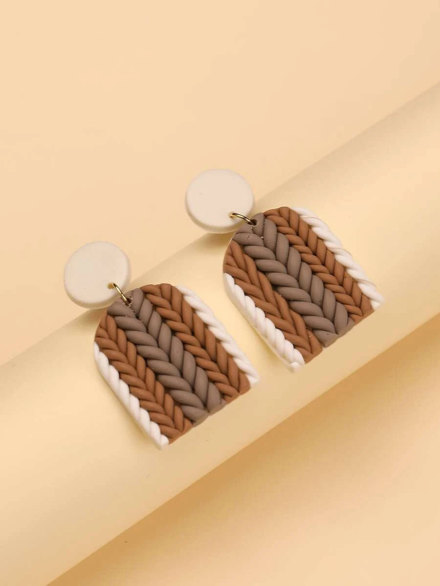 Braided Detail Geometric Drop Earrings