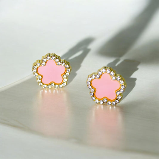 Light Pink Flower Stud Earrings