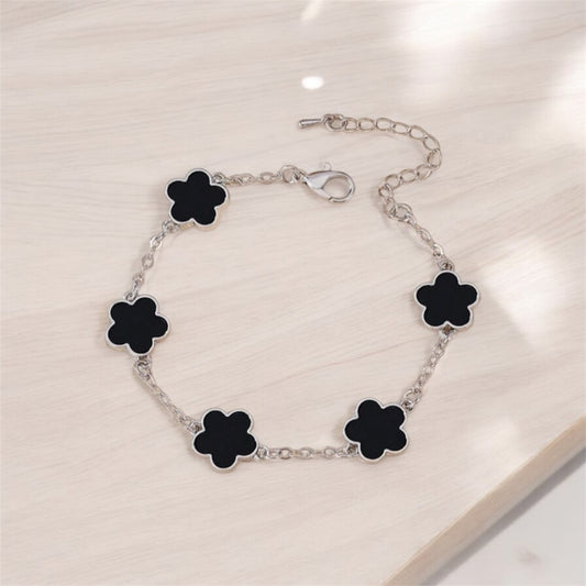 Black and Silver Flower Bracelet