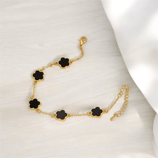 Black and Gold Flower Bracelet