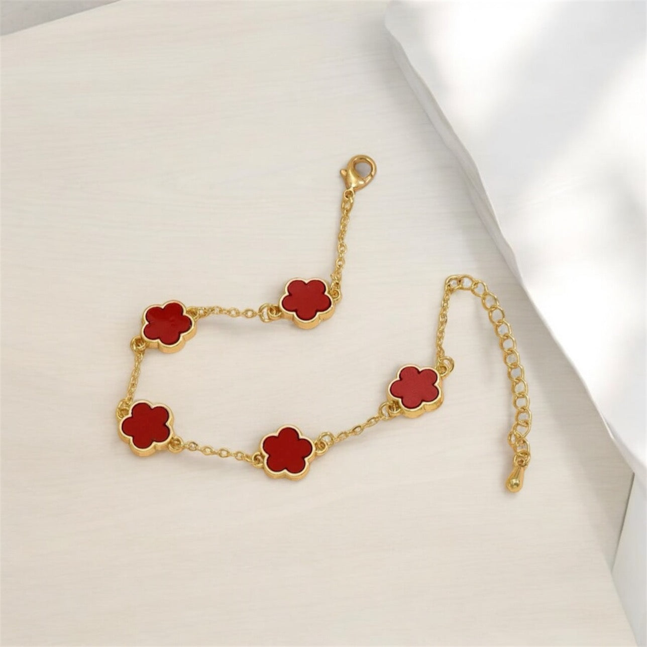 Red and Gold Flower Bracelet