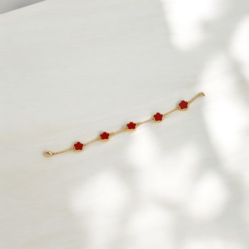 Red and Gold Flower Bracelet