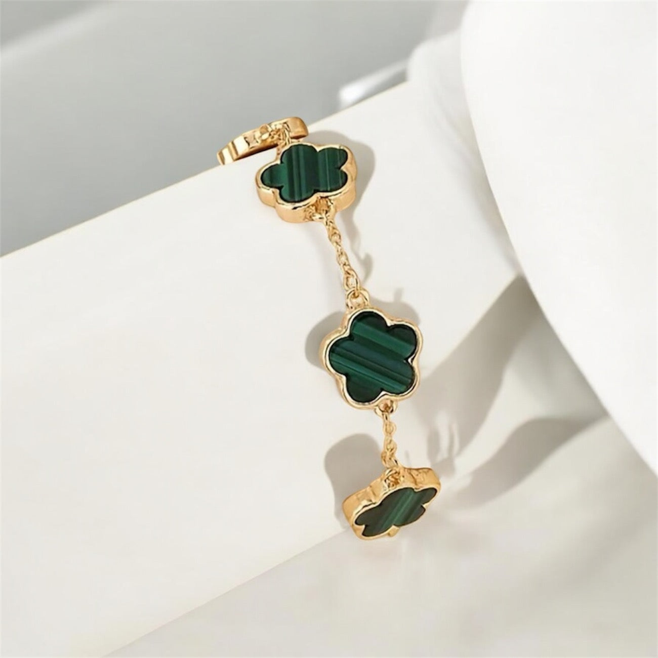 Green and Gold Flower Bracelet