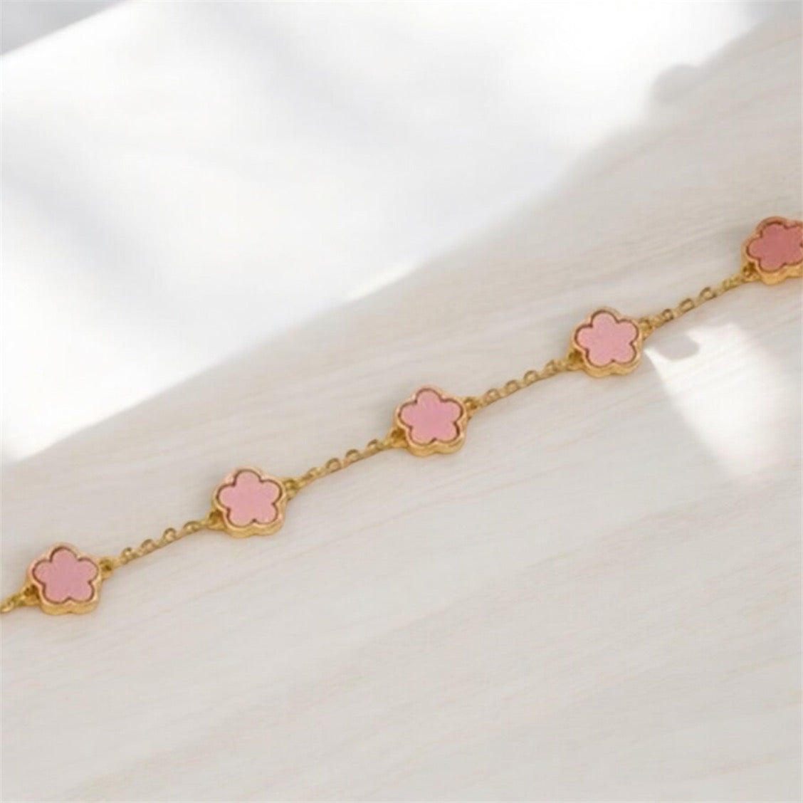 Pink and Gold Flower Bracelet