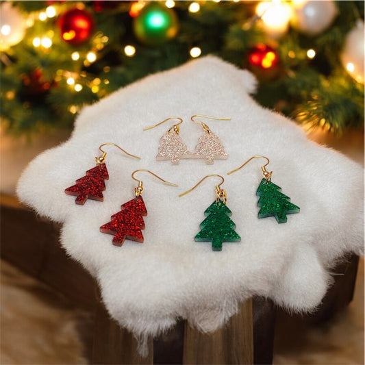 3 pair Christmas Tree Earrings