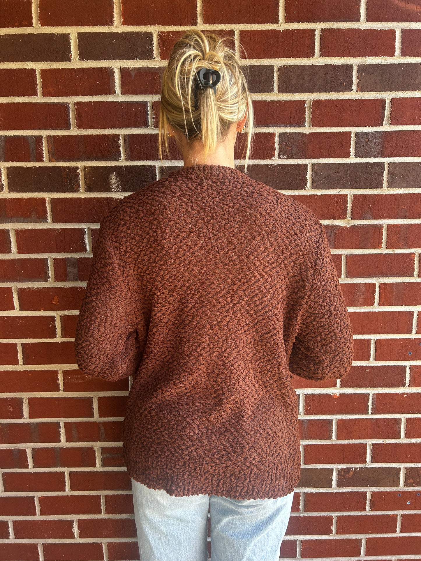 Popcorn Cardigan in Brown