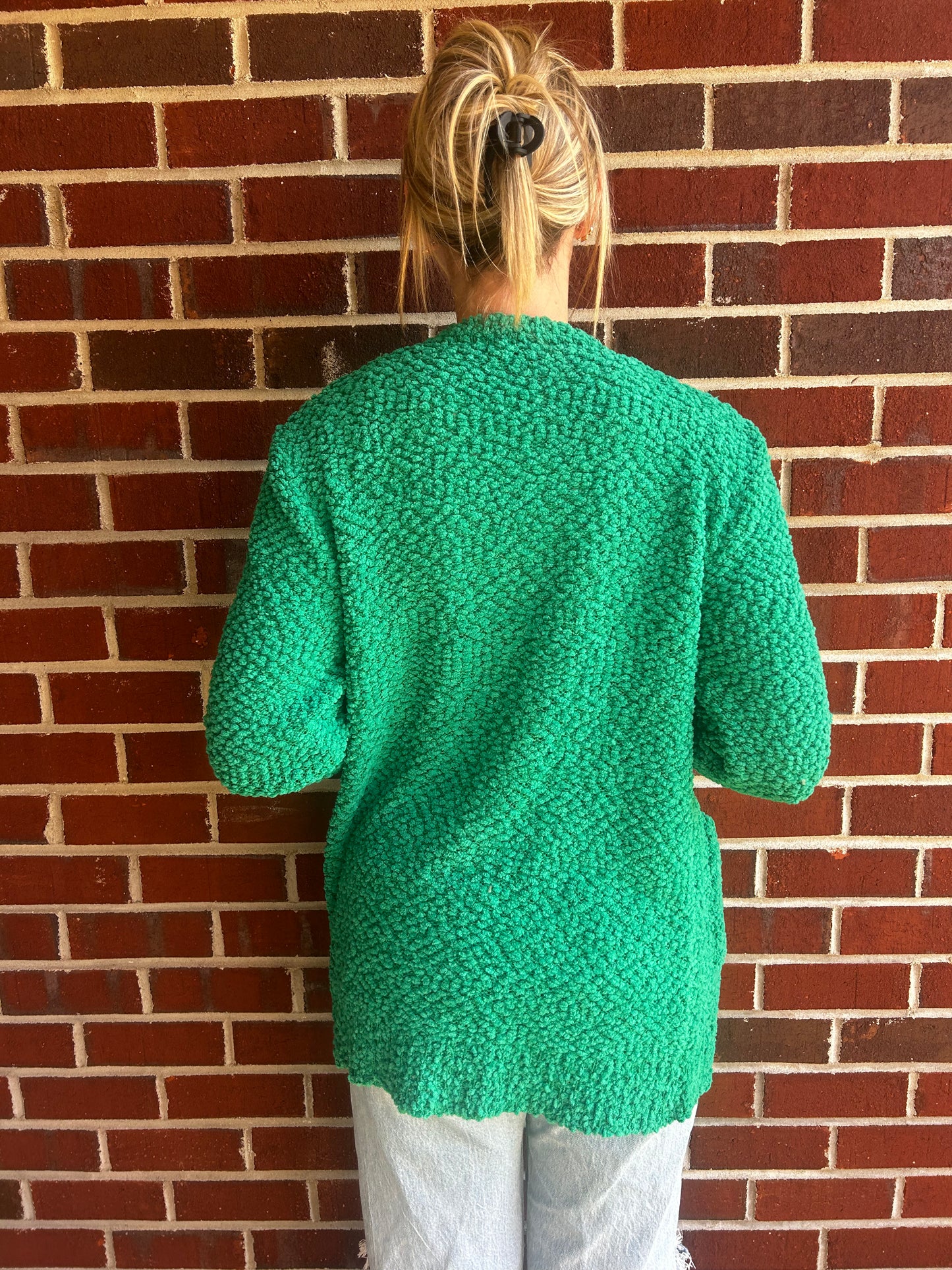 Popcorn Cardigan in Kelly Green