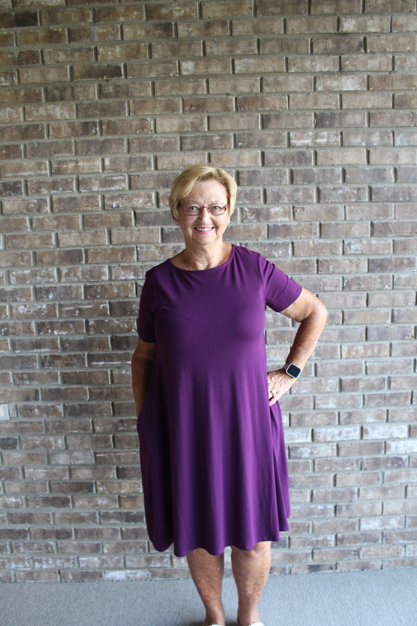 Natural Beauty T-Shirt Dress with Pockets in Purple