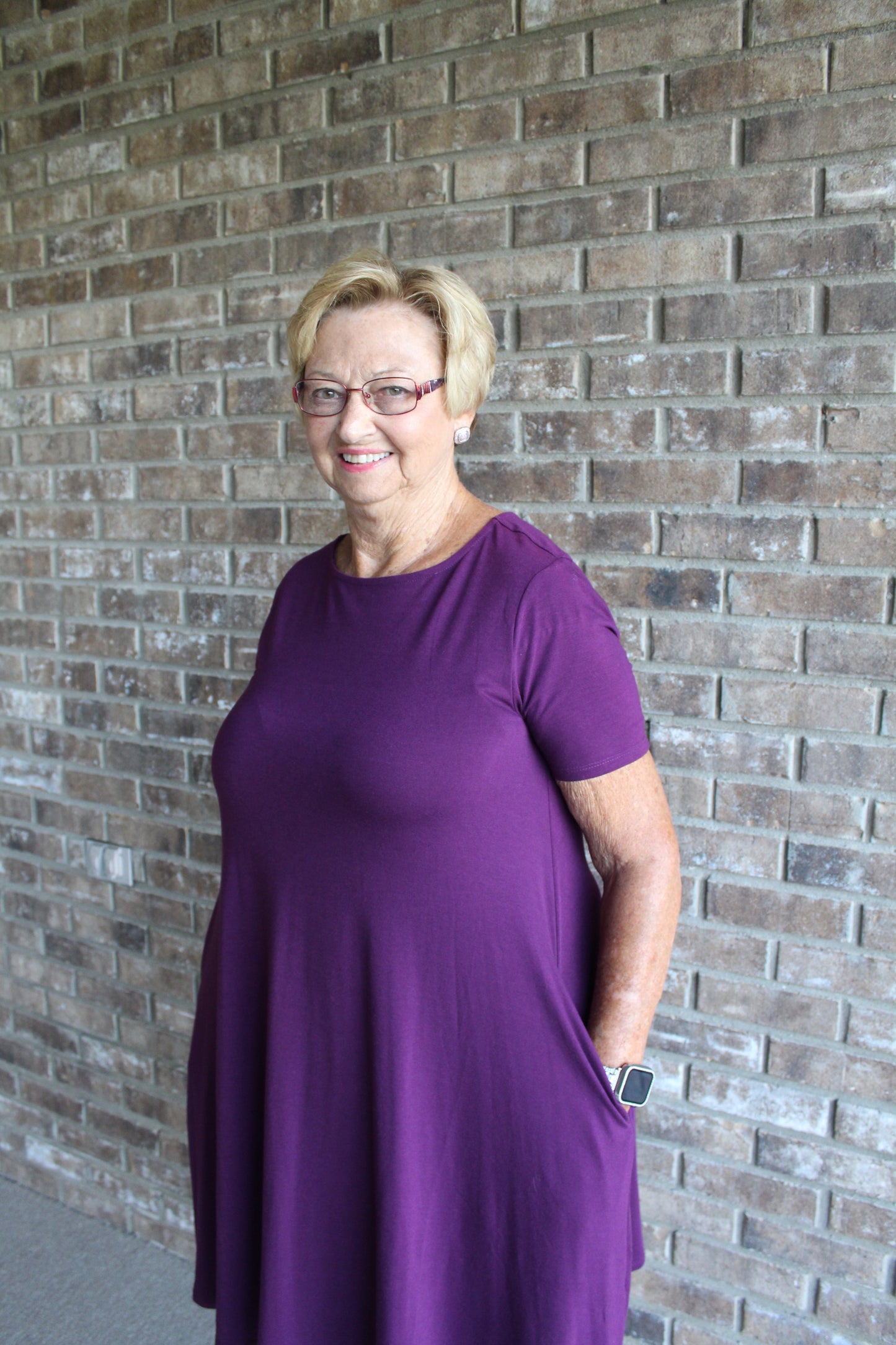 Natural Beauty T-Shirt Dress with Pockets in Purple