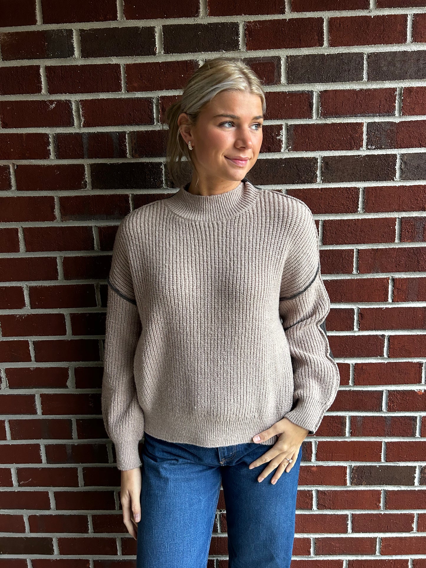 Beige Two Toned Sweater