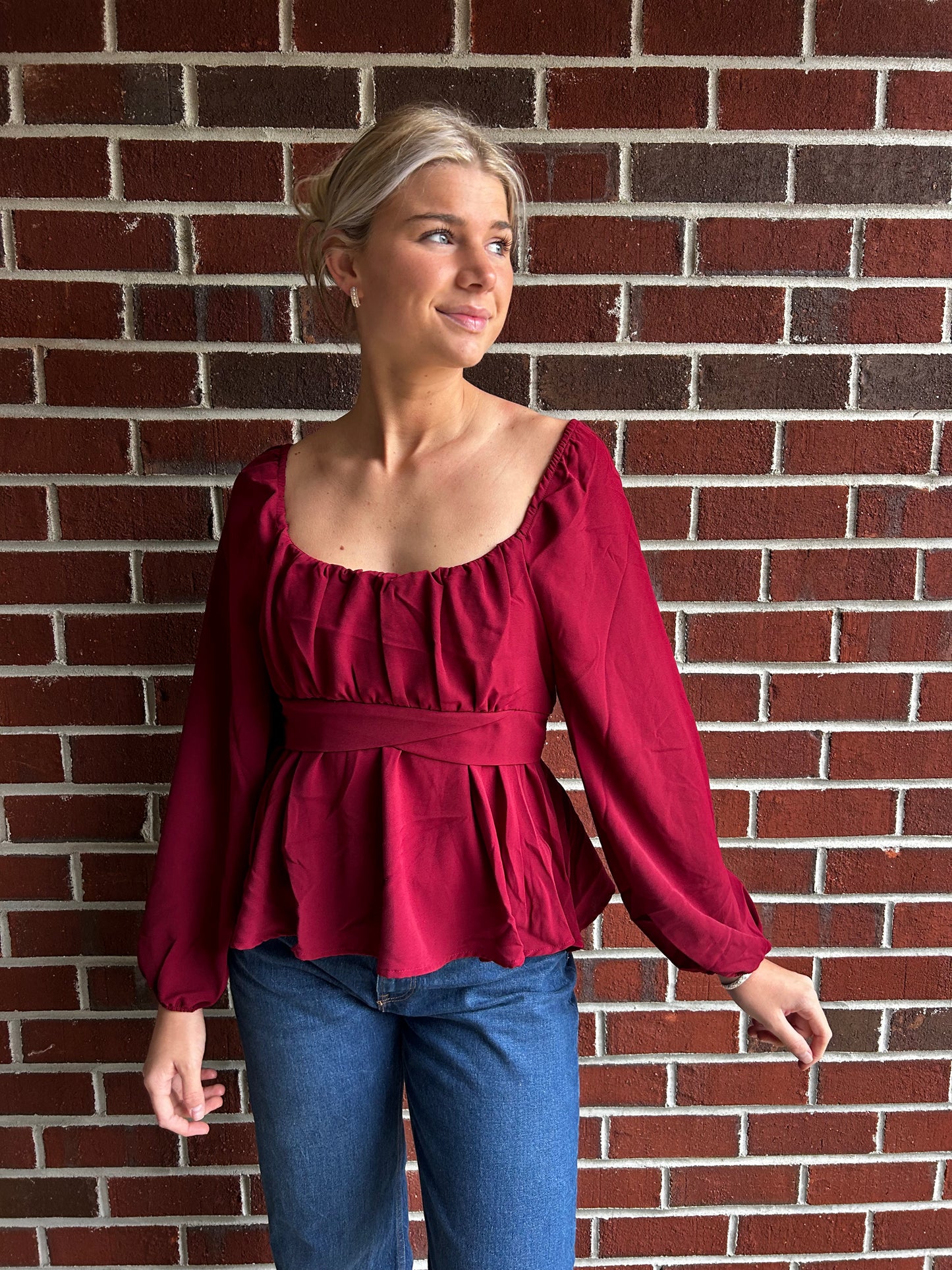 Burgundy Tie Top