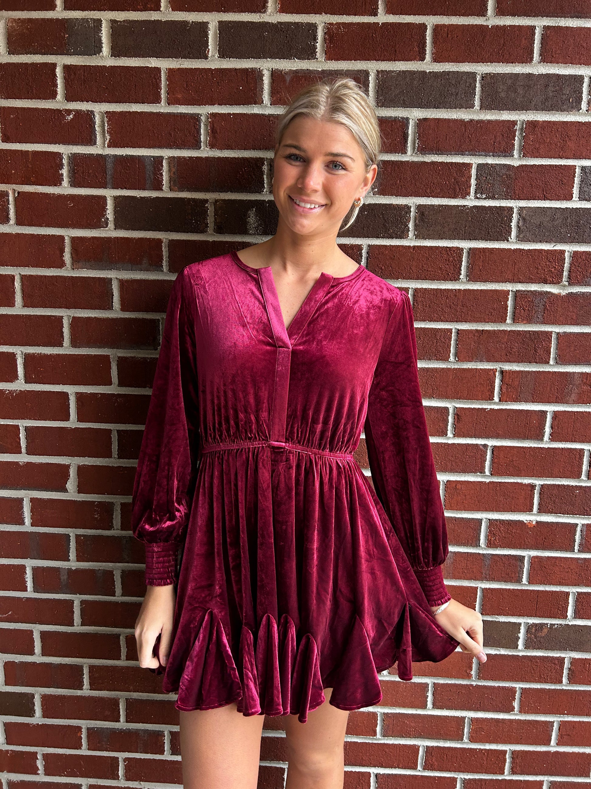 Velvet Split Collar Mini Dress in Burgundy shoptipsytulip Velvet Split Collar Mini Dress in Burgundy shoptipsytulip