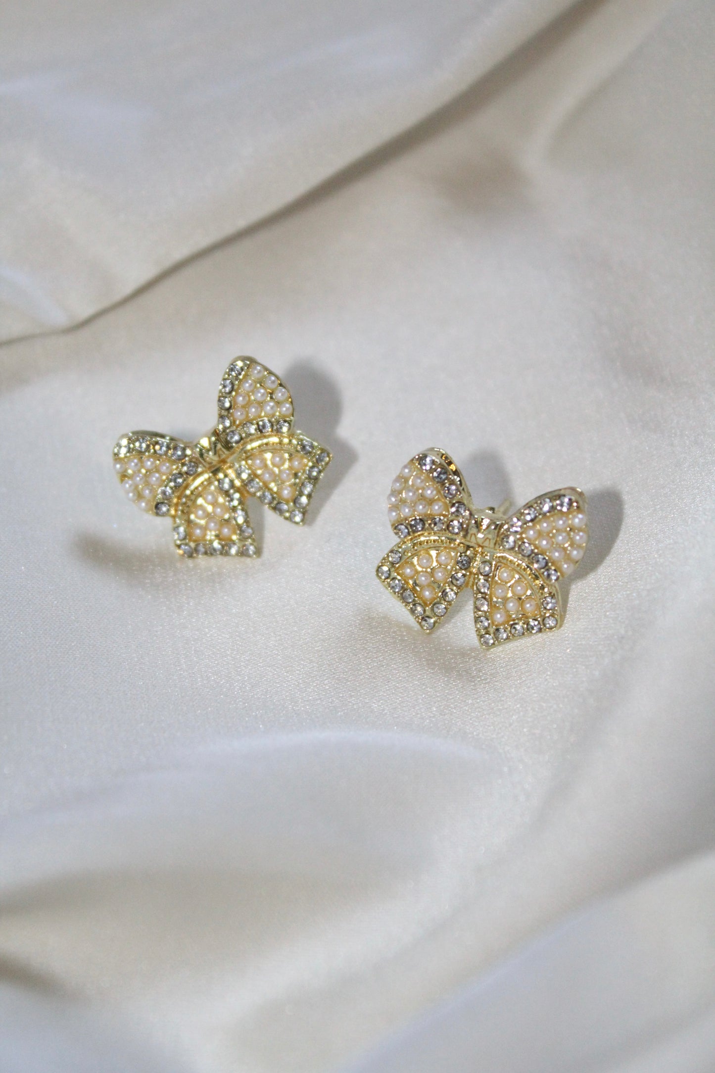 Pearl Bow Stud Earrings