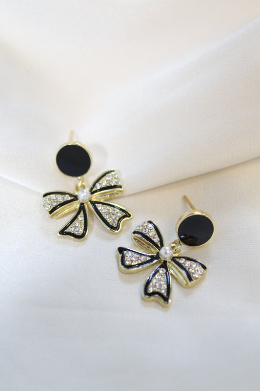 Bowknot Black Earrings