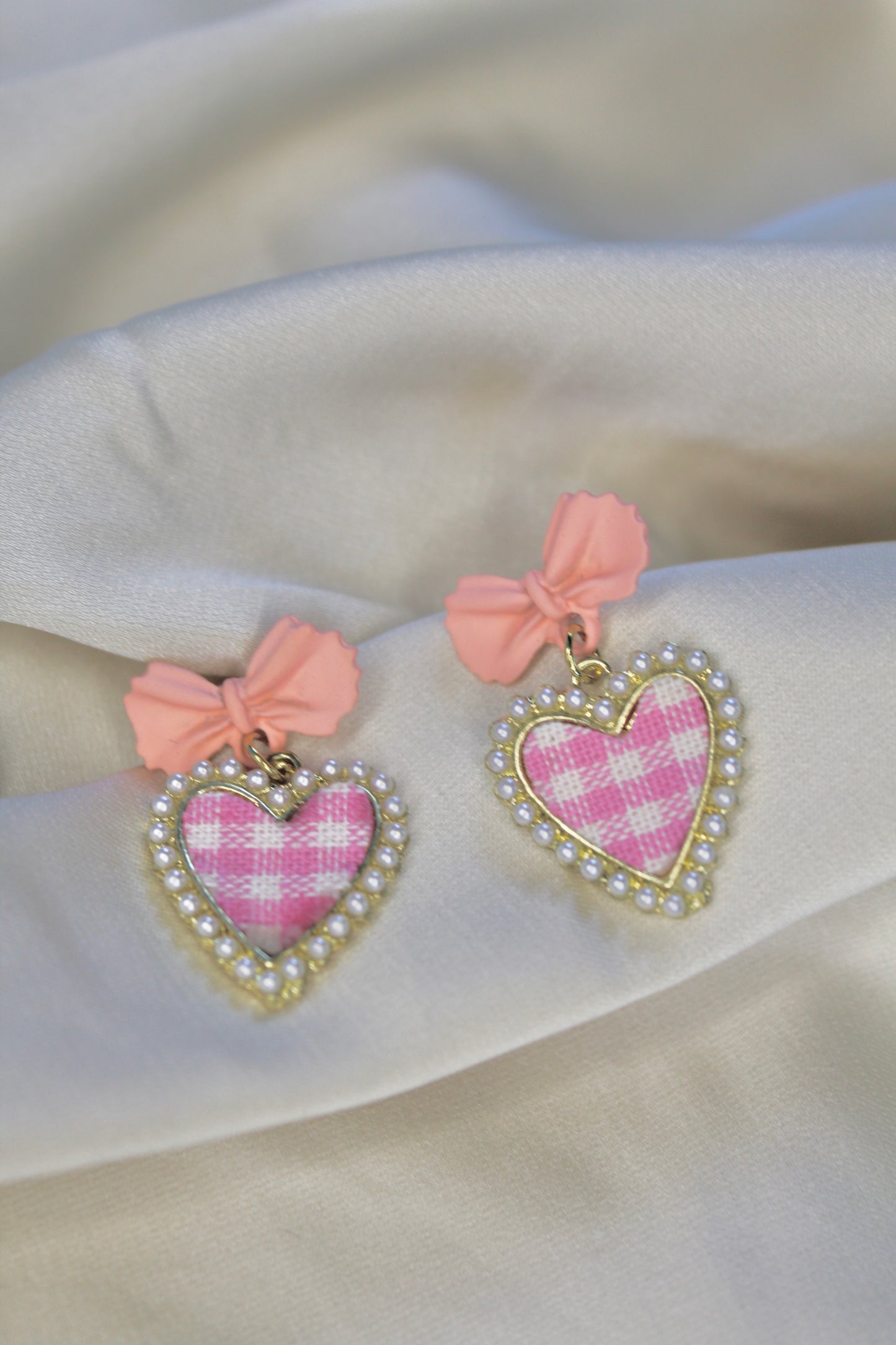 Pearl Heart Pink Earrings