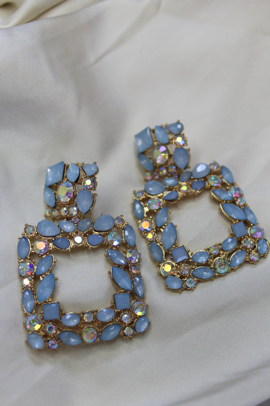 Rhinestone Blue Earrings