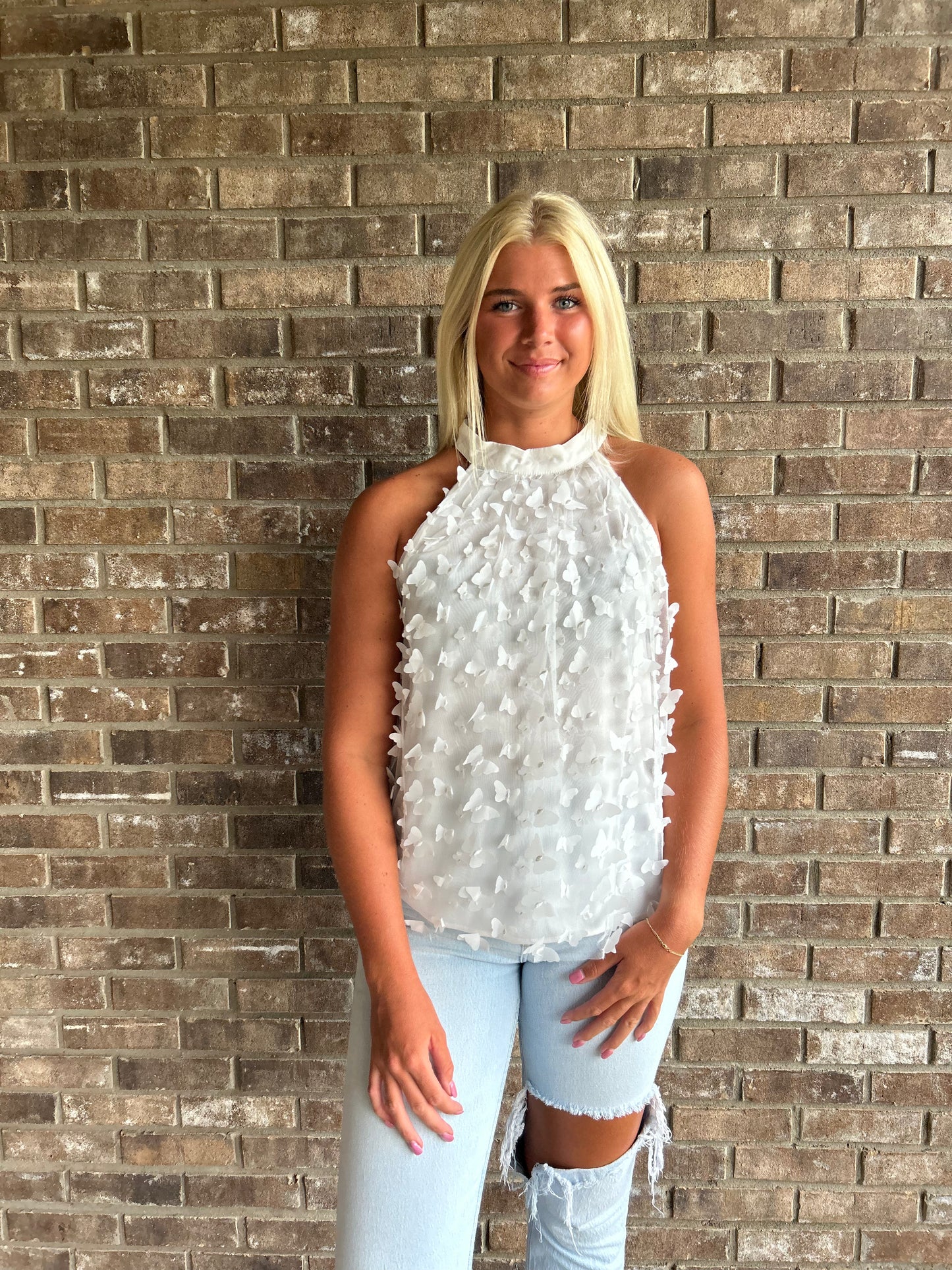 Butterfly Kisses High Neck Top