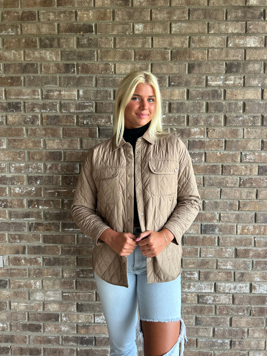 Quilted Jacket with Pockets - Cocoa