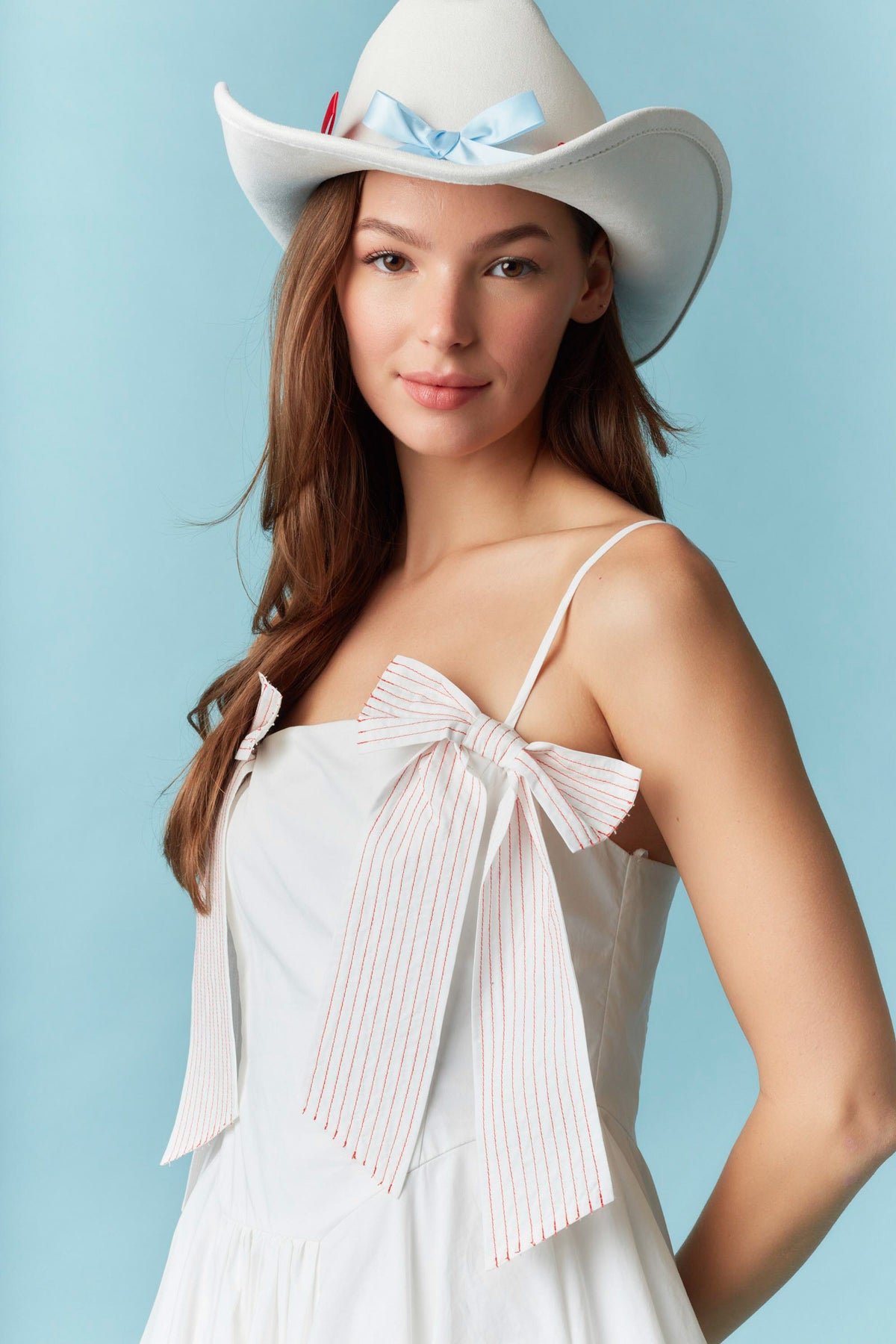 Sleeveless Front Bow Detail Bubble Hem Mini Dress